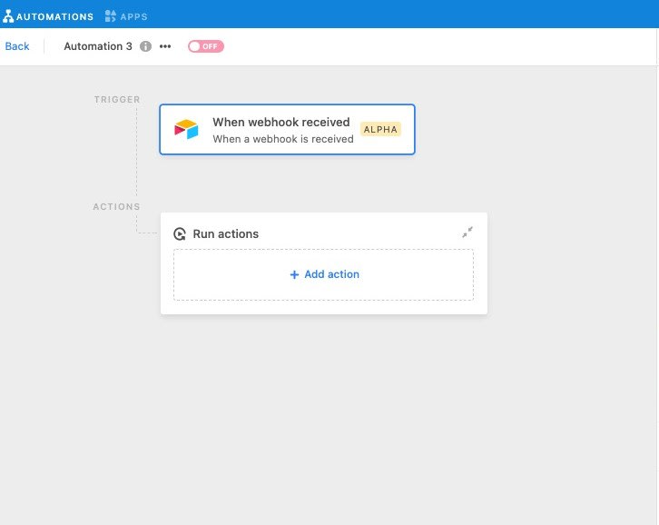 Airtable Webhooks Integration - Add action